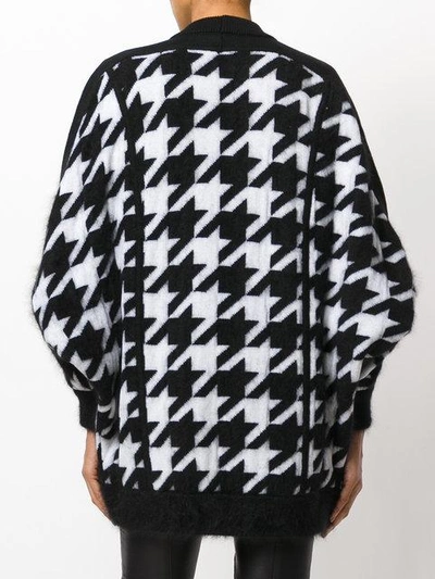 Shop Balmain Houndstooth Cardigan In Black