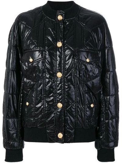 Shop Balmain Quilted Bomber Jacket