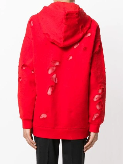 Shop Givenchy - Distressed Logo Print Hoodie  In Red