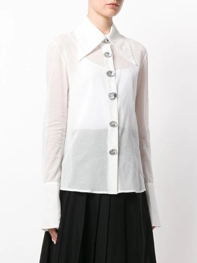 Shop A.w.a.k.e. Sheer Extended Collar Shirt