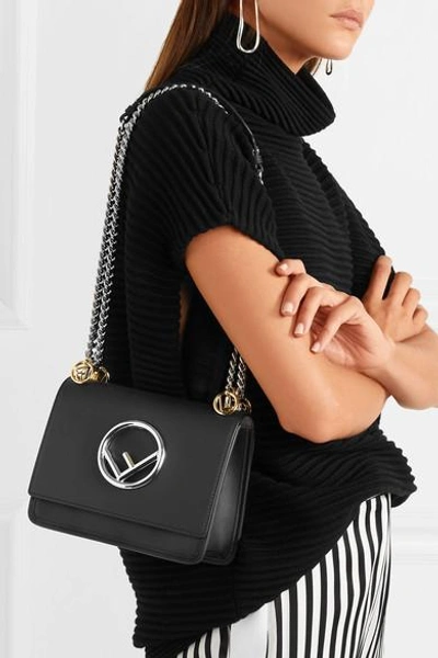 Shop Fendi Kan I Mini Leather Shoulder Bag