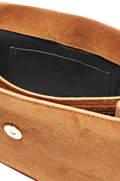 Shop Jw Anderson Logo Leather-trimmed Suede Shoulder Bag