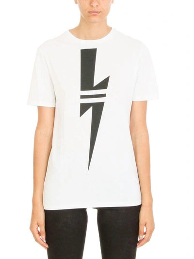 Shop Neil Barrett Lightning Bolt T-shirt In White