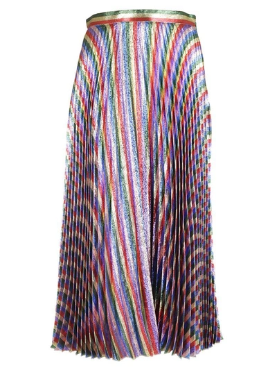 Shop Gucci Iridescent Pleated Skirt In Multicolor