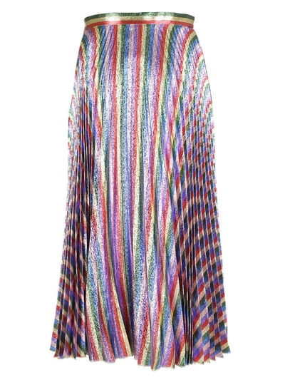 Shop Gucci Iridescent Pleated Skirt In Multicolor