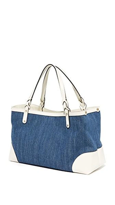 Shop Gucci Denim Hawaii Tote (previously Owned)