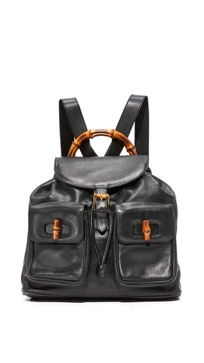 What Goes Around Comes Around Gucci Large Bamboo Backpack (previously Owned) In Black