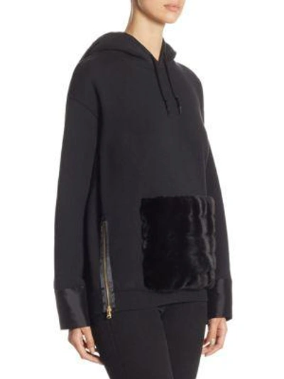 Shop Harvey Faircloth Zippered Hoodie With Faux Fur In Black