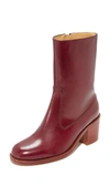 Apc Eva Leather Ankle Boots In Bordeaux