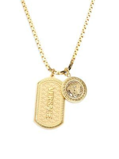 Shop Versace Gold Medusa Dog Tag Necklace