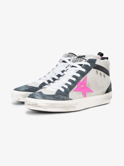 Shop Golden Goose Deluxe Brand Grey Pink Mid Star Sneakers In White