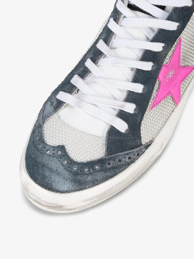 Shop Golden Goose Deluxe Brand Grey Pink Mid Star Sneakers In White
