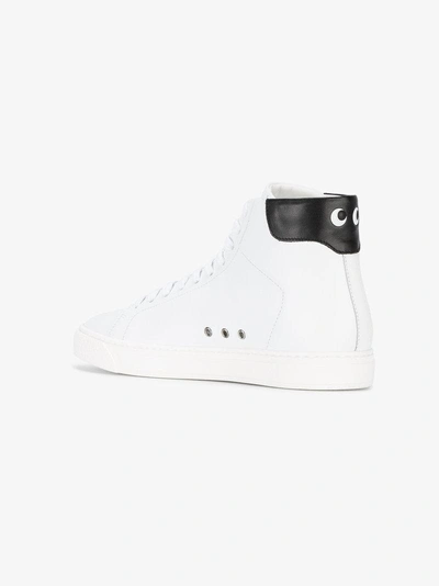 Shop Anya Hindmarch White Leather Eyes Hi Top Sneakers