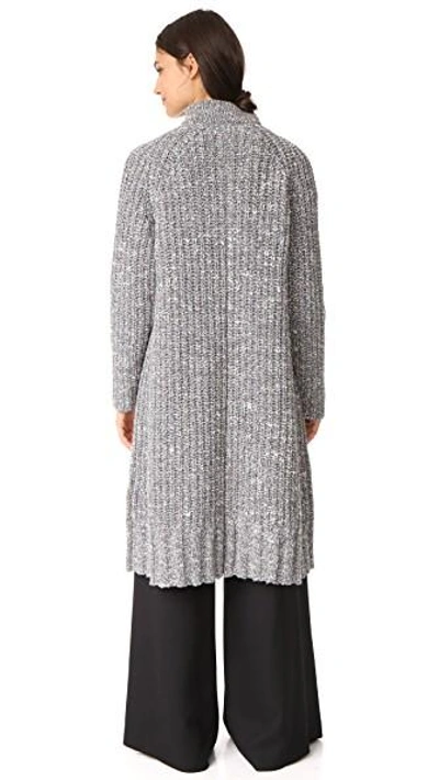 Shop James Perse Ribbed Zip Up Cardigan In Grey Marled