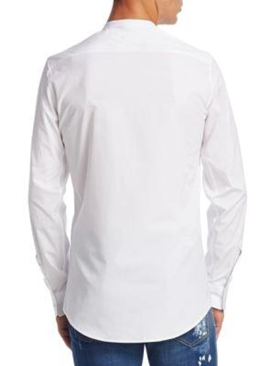 Shop Dsquared2 Band Collar Cotton Casual Button-down Shirt In White