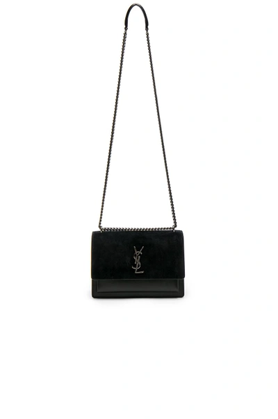 Shop Saint Laurent Medium Leather & Suede Monogramme Sunset Chain Bag In Black