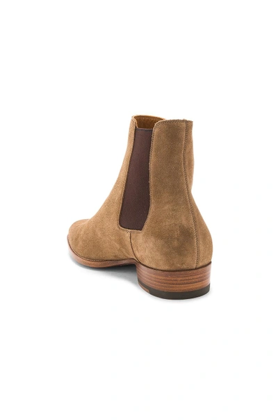 Shop Saint Laurent Suede Wyatt Chelsea Boots In Light Cigar