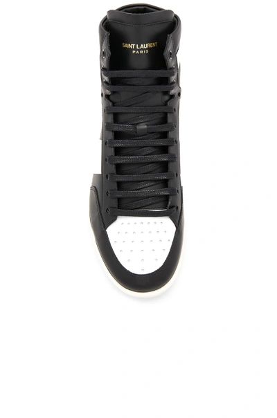 Shop Saint Laurent Signature Court Classic Sl/10h Leather High Top Sneakers In Black & White