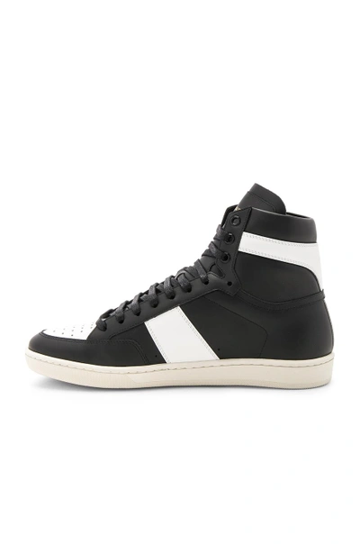 Shop Saint Laurent Signature Court Classic Sl/10h Leather High Top Sneakers In Black & White