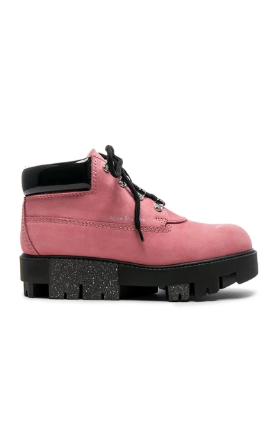 Shop Acne Studios Tinne Leather Boots In Pink