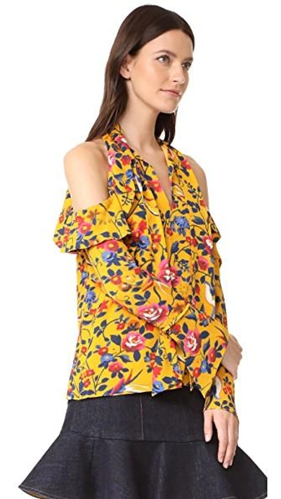 Shop Tanya Taylor Floral Adrienne Top In Marigold