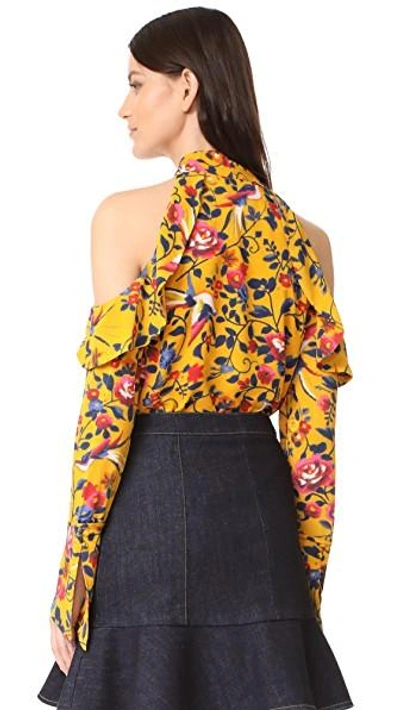 Shop Tanya Taylor Floral Adrienne Top In Marigold