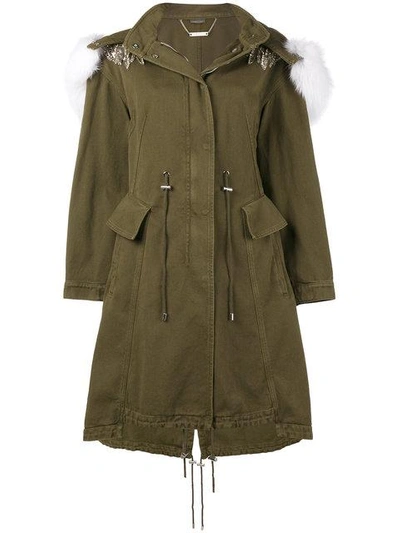 Alexander Mcqueen Parka With Fox Fur Hood In Green