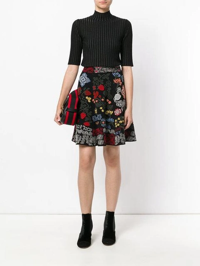 Shop Alexander Mcqueen Patterned A-line Skirt - Black