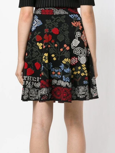 Shop Alexander Mcqueen Patterned A-line Skirt - Black