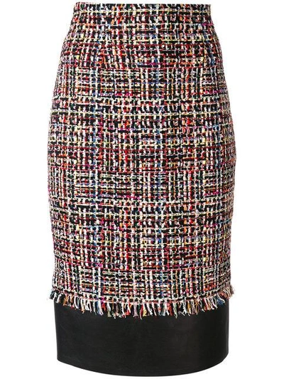 Shop Alexander Mcqueen Tweed Pencil Skirt In Black