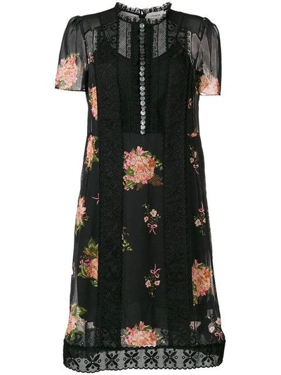 Shop Coach Floral Buttoned Dress - Black