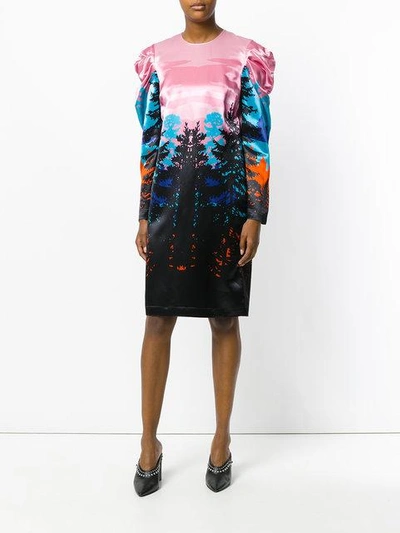 Shop Msgm Forest Print Dress - Multicolour