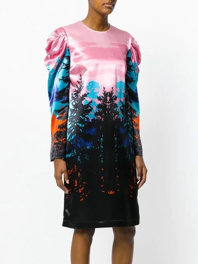 Shop Msgm Forest Print Dress - Multicolour