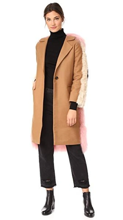 Shop Sandy Liang Mingo Coat In Curry Pink