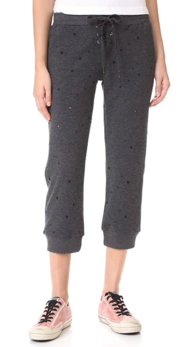 David Lerner Cropped Lace Up Track Pants In Charcoal