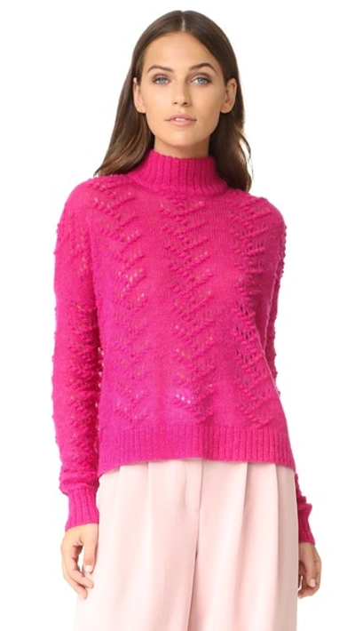 Tanya Taylor Alpaca Everette Sweater In Raspberry