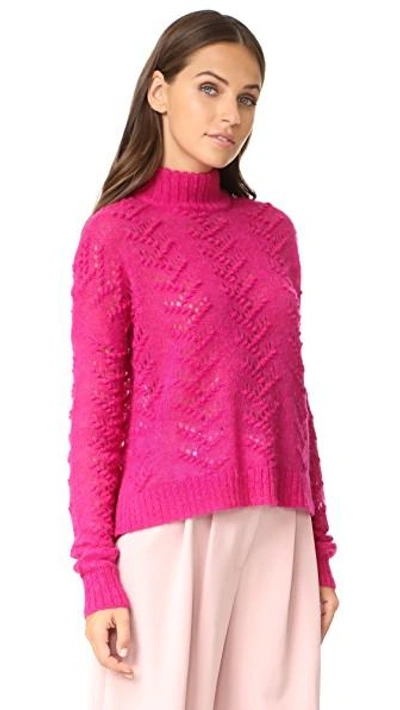 Shop Tanya Taylor Alpaca Everette Sweater In Raspberry