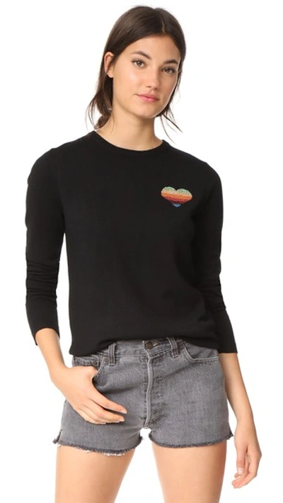 Shop Bella Freud Disco Heart Sweater In Black