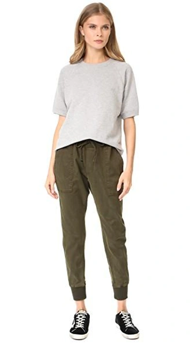Shop James Perse Contrast Joggers In Smoky Green