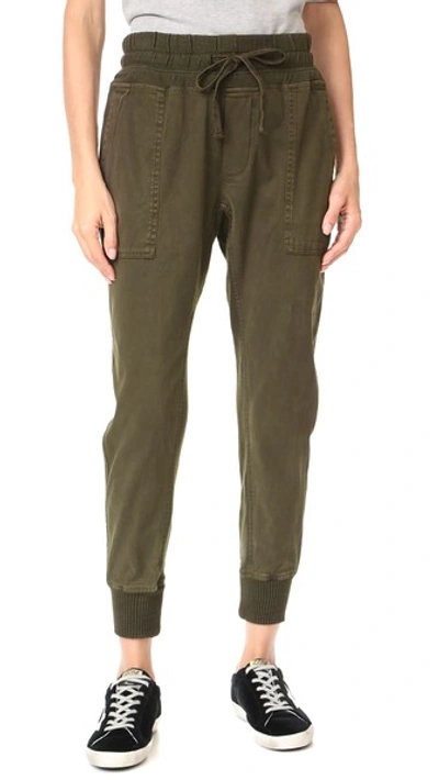 James Perse Contrast Joggers In Smoky Green