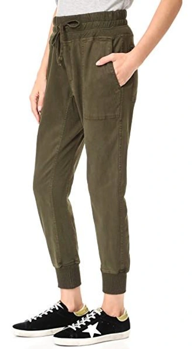 Shop James Perse Contrast Joggers In Smoky Green