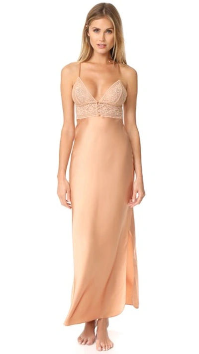 Stella Mccartney Ophelia Whistling Lace-paneled Stretch-silk Satin Chemise In Powder