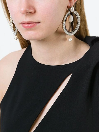 Shop Givenchy Embellished Loop Earrings - White