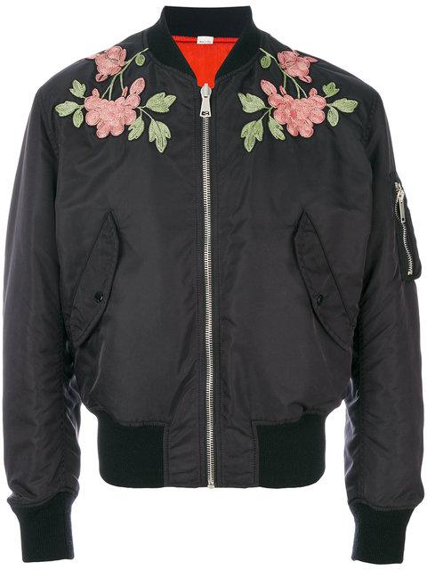 Gucci Reversible Flower Embroidered Bomber Jacket In Black In Blue ...
