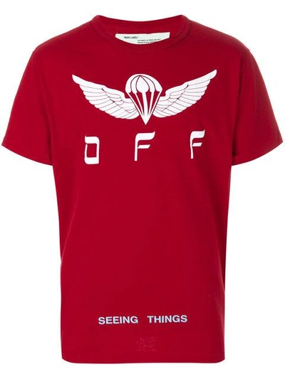 Shop Off-white Printed T-shirt - Red