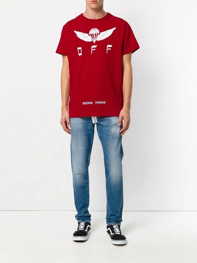 Shop Off-white Printed T-shirt - Red