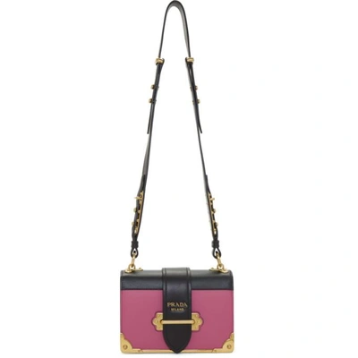 Shop Prada Pink And Black Cahier Flap Bag In F0aj6 Pink
