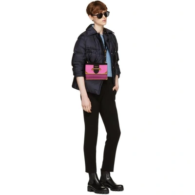 Shop Prada Pink And Black Cahier Flap Bag In F0aj6 Pink