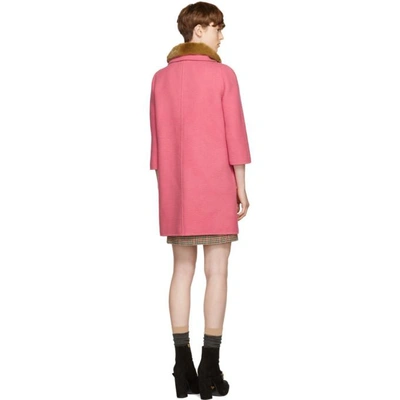 Shop Prada Pink Fur Collar Camel Coat