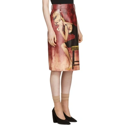 Shop Prada Multicolor Faux-leather Poster Girl Skirt